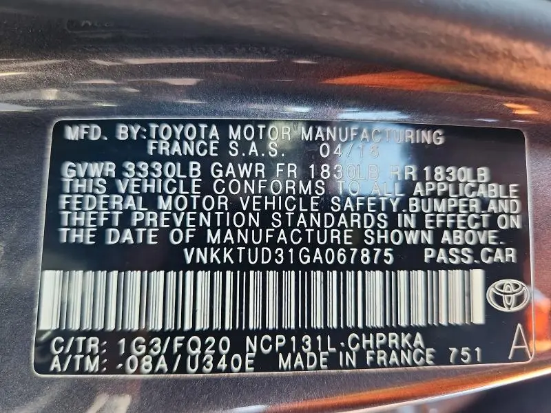 2016 TOYOTA YARIS 5-DOOR L  