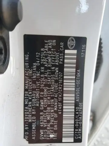 2012 TOYOTA CAMRY BASE  