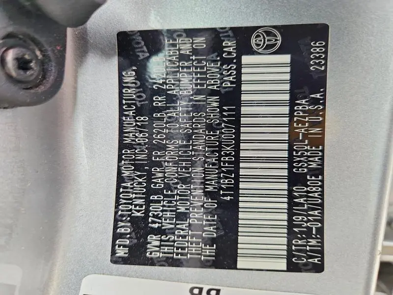 2019 TOYOTA AVALON LIMITED  