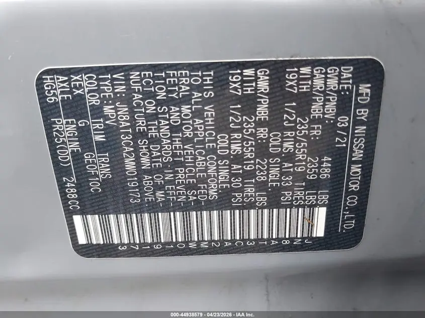 2021 NISSAN ROGUE SL FWD