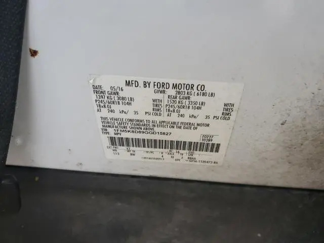 2016 FORD EXPLORER XLT  