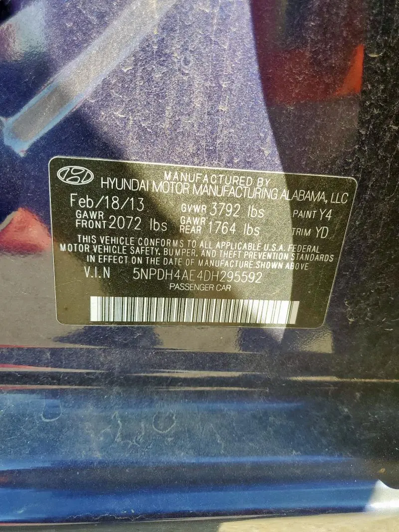 2013 HYUNDAI ELANTRA GLS  