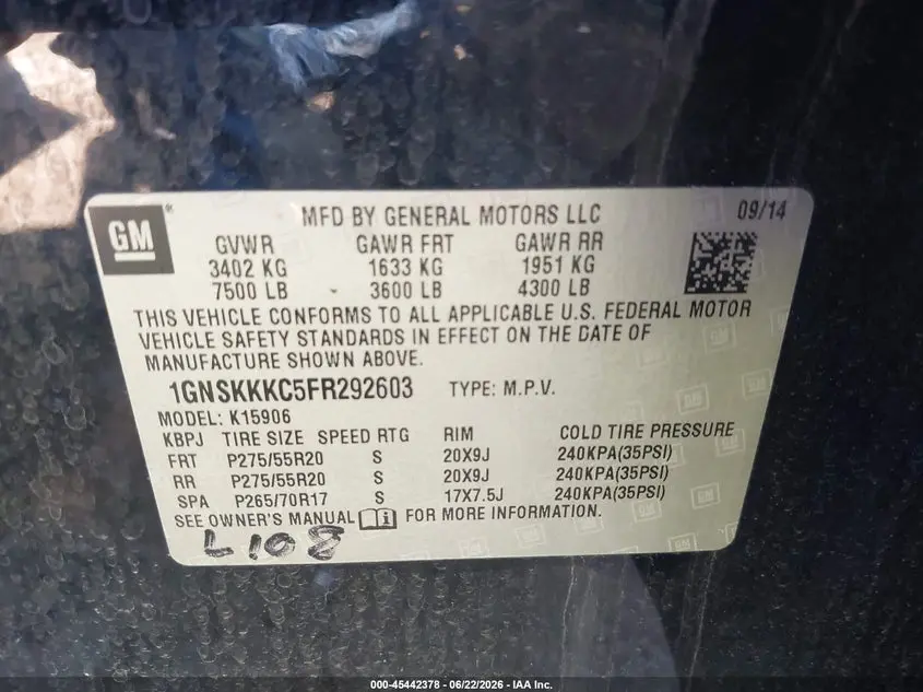 2015 CHEVROLET SUBURBAN LTZ