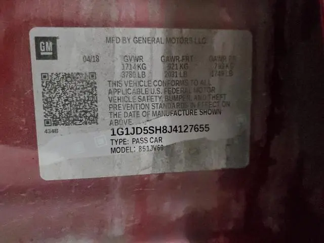 2018 CHEVROLET SONIC LT  