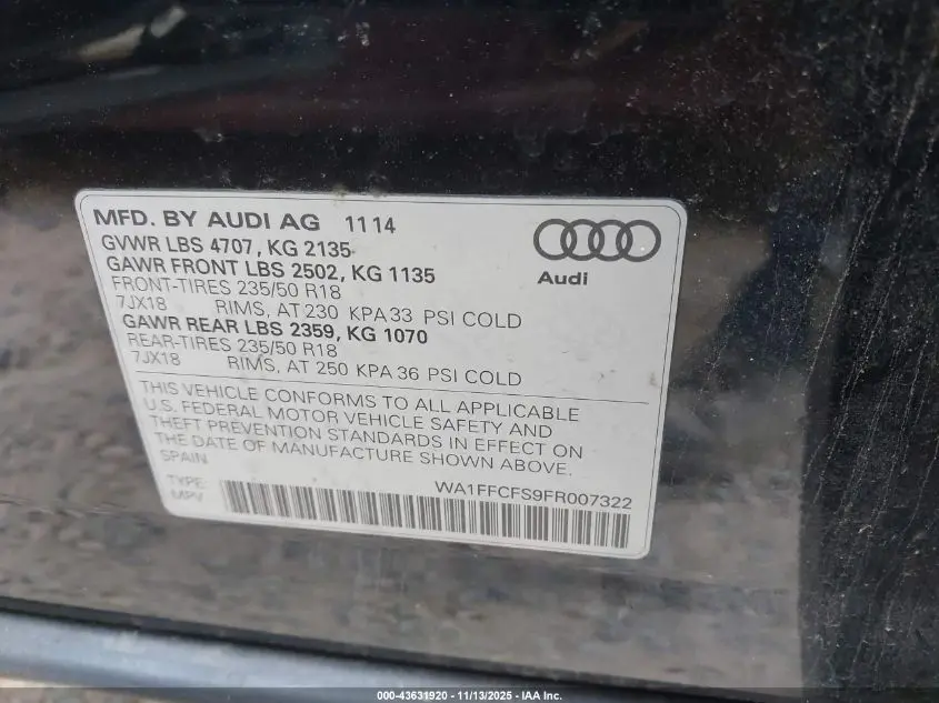 2015 AUDI Q3 2.0T PREMIUM PLUS