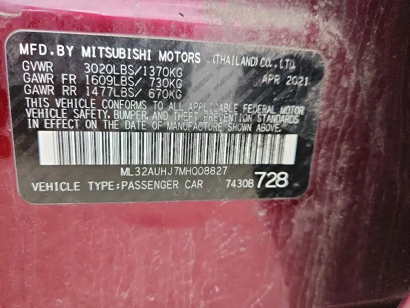 2021 MITSUBISHI MIRAGE ES  