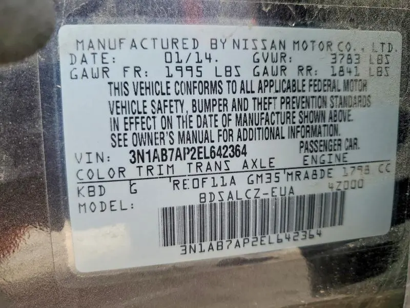 2014 NISSAN SENTRA S  