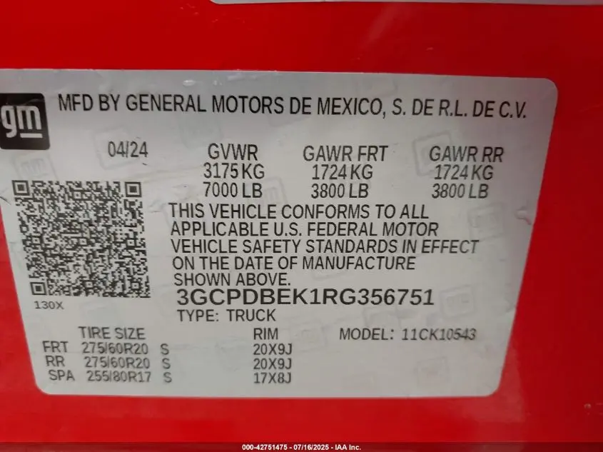 2024 CHEVROLET SILVERADO 1500 4WD  SHORT BED CUSTOM