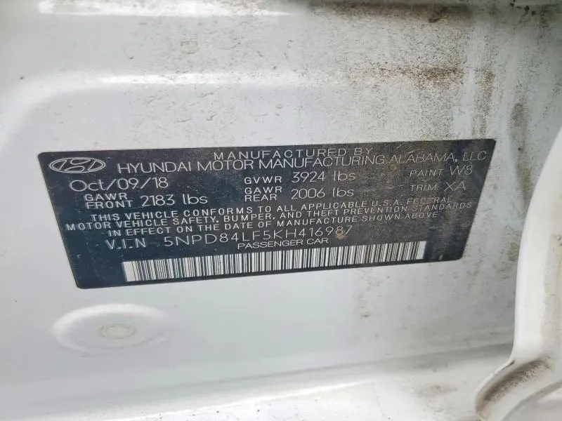2019 HYUNDAI ELANTRA SEL  