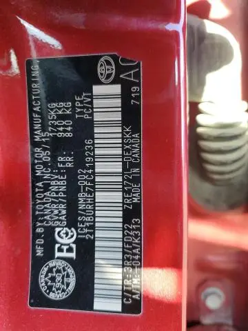 2015 TOYOTA COROLLA L  