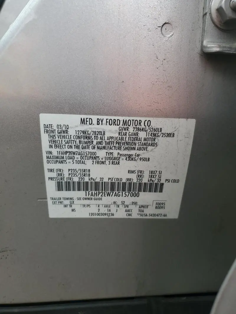 2010 FORD TAURUS SEL  