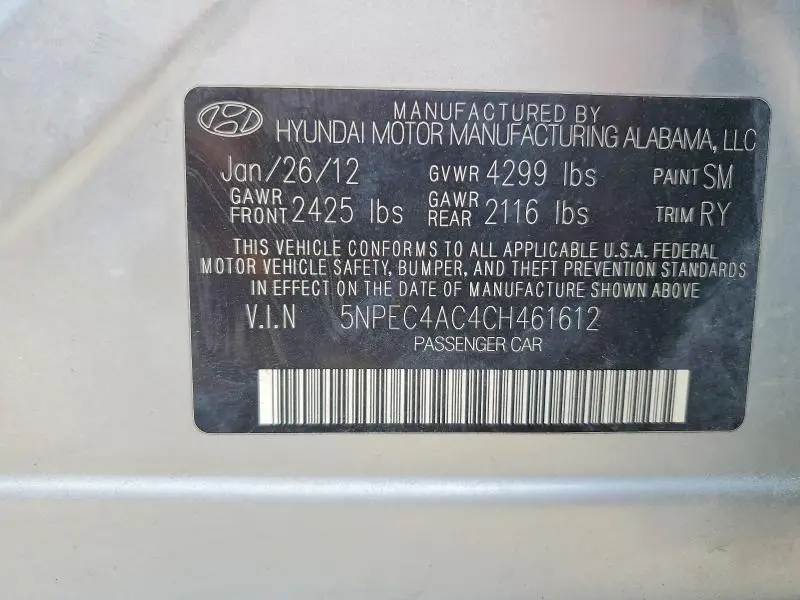 2012 HYUNDAI SONATA LIMITED  