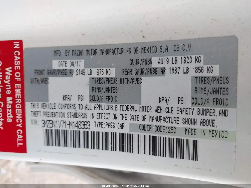 2017 MAZDA MAZDA3 TOURING