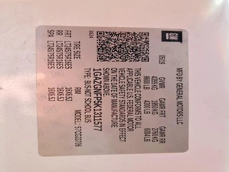 2019 CHEVROLET EXPRESS G3500 LS  