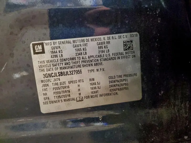 2018 CHEVROLET TRAX 1LT  