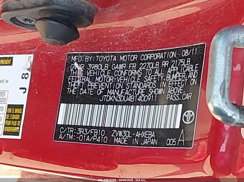 2011 TOYOTA PRIUS TWO