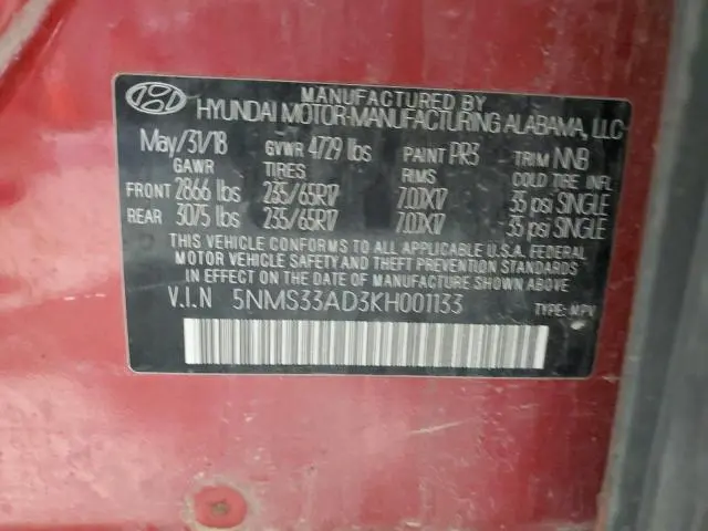 2019 HYUNDAI SANTA FE SEL  