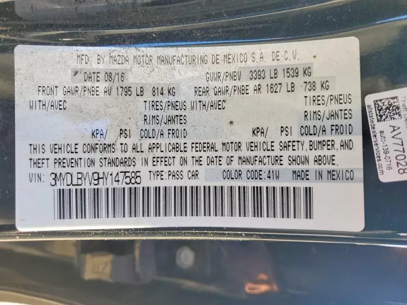 2017 TOYOTA YARIS IA   