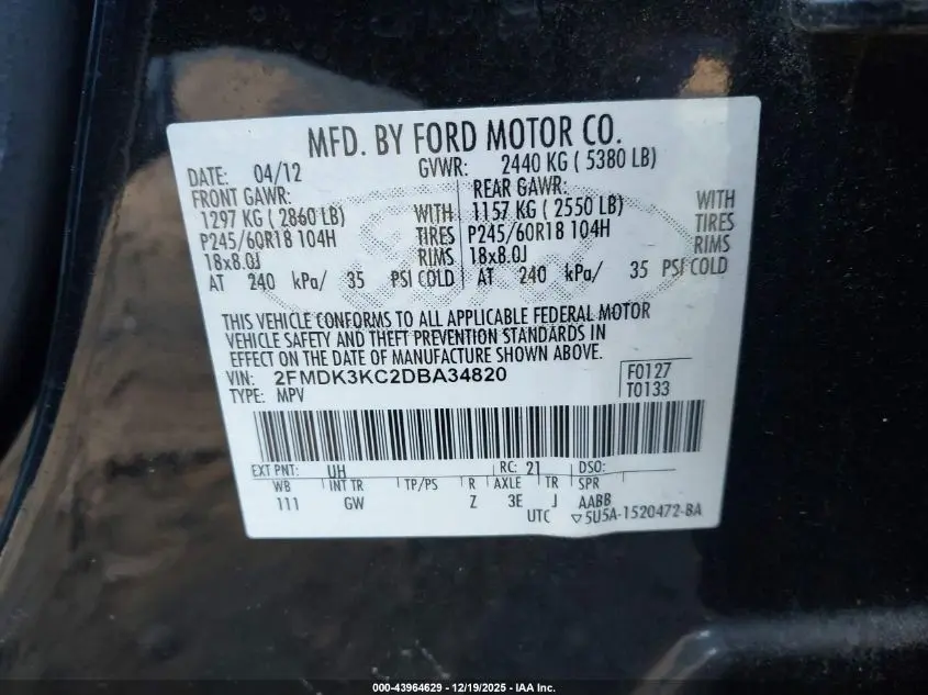 2013 FORD EDGE LIMITED