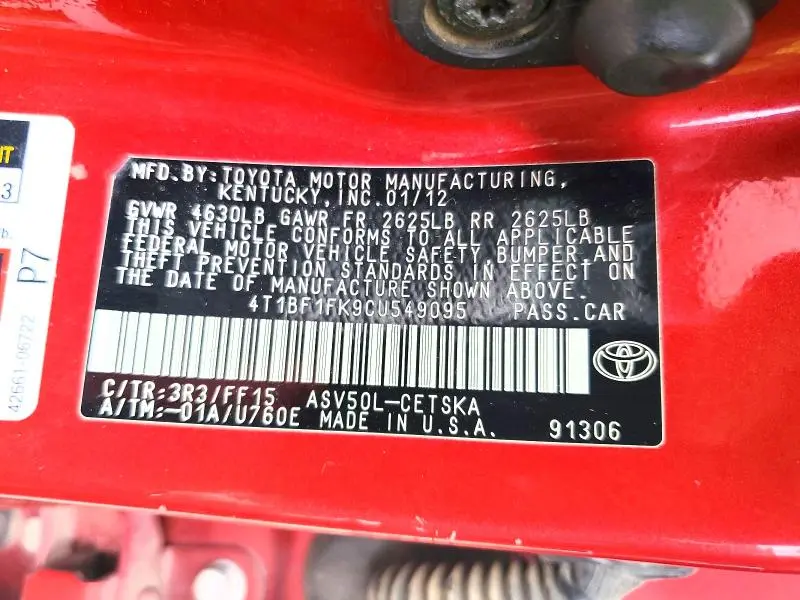 2012 TOYOTA CAMRY BASE  