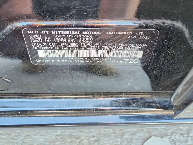 2021 MITSUBISHI MIRAGE ES  