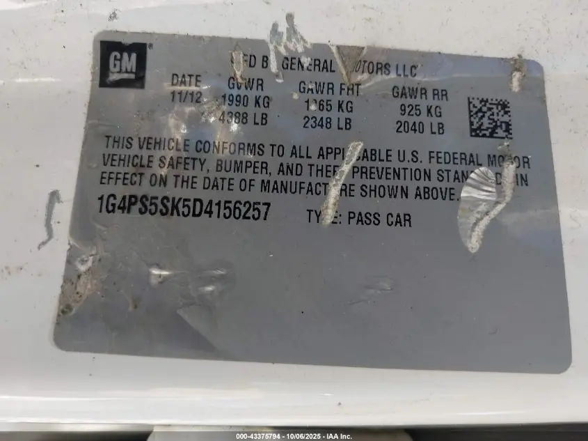 2013 BUICK VERANO LEATHER GROUP