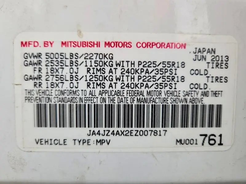 2014 MITSUBISHI OUTLANDER GT  