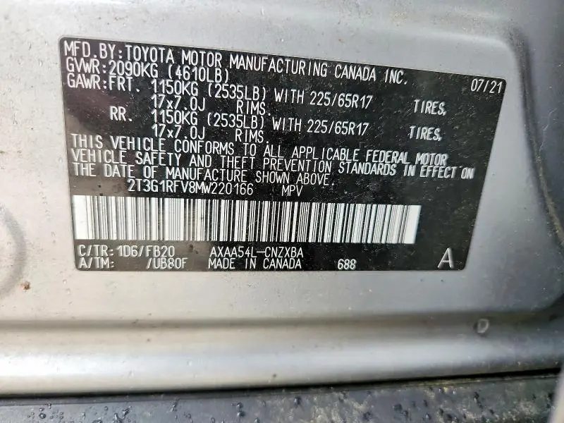 2021 TOYOTA RAV4 LE  