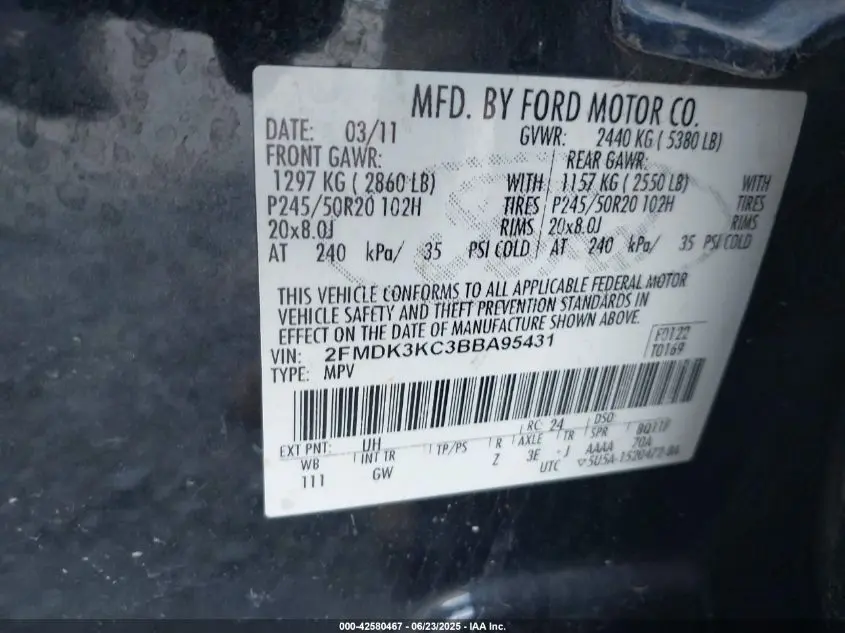 2011 FORD EDGE LIMITED