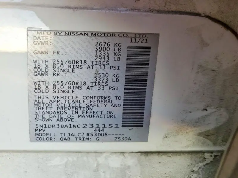 2022 NISSAN PATHFINDER SV  