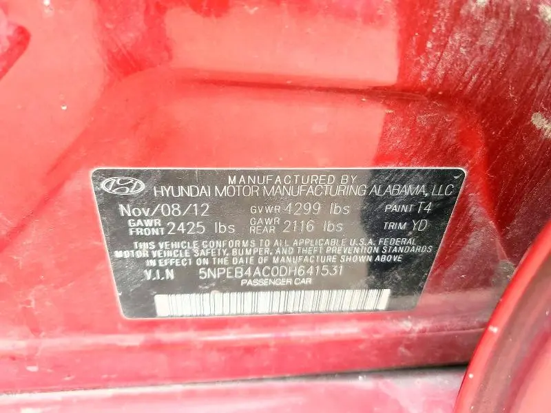 2013 HYUNDAI SONATA GLS  
