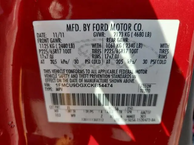 2012 FORD ESCAPE XLT  