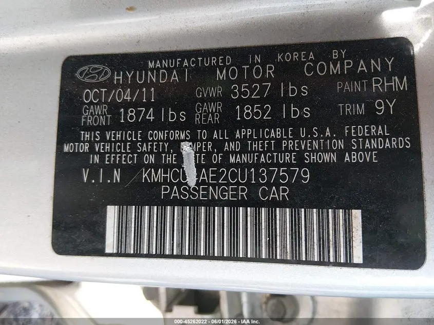 2012 HYUNDAI ACCENT GLS