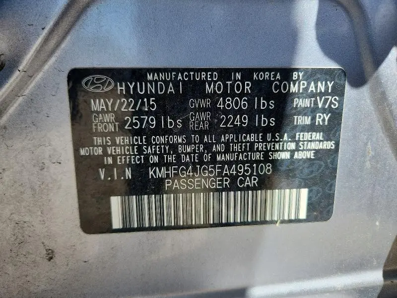 2015 HYUNDAI AZERA BASE  