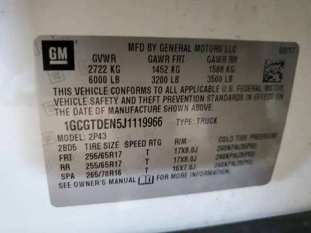 2018 CHEVROLET COLORADO Z71  