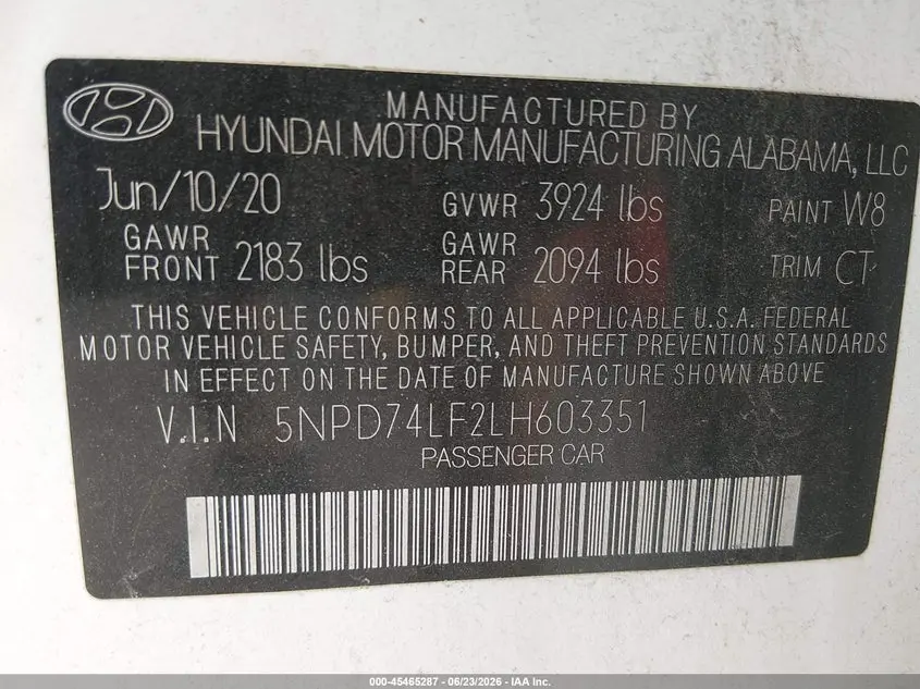 2020 HYUNDAI ELANTRA SE
