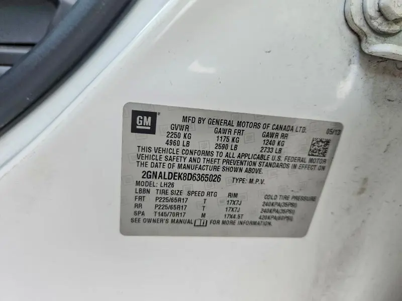 2013 CHEVROLET EQUINOX LT  