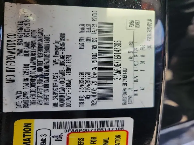 2014 FORD FUSION S  