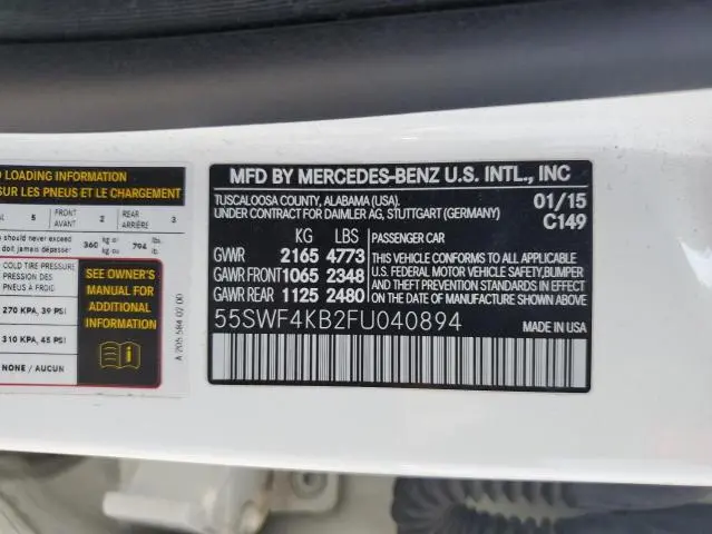 2015 MERCEDES-BENZ C 300 4MATIC  