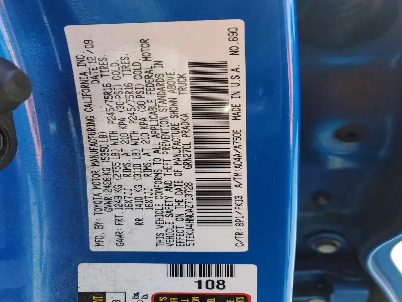 2010 TOYOTA TACOMA DOUBLE CAB PRERUNNER LONG BED  