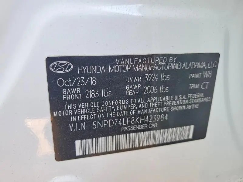 2019 HYUNDAI ELANTRA SE  