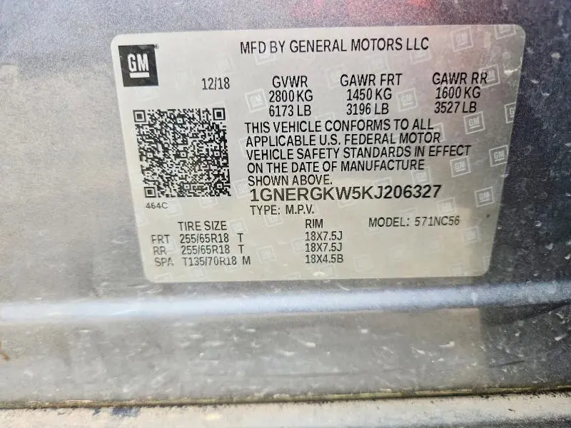 2019 CHEVROLET TRAVERSE LT  