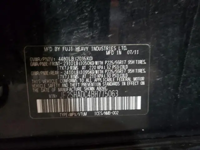 2011 SUBARU FORESTER 2.5X PREMIUM