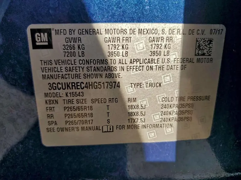 2017 CHEVROLET SILVERADO K1500 LT  