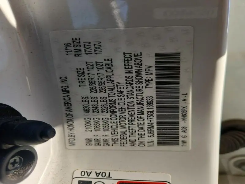 2016 HONDA CR-V EXL  