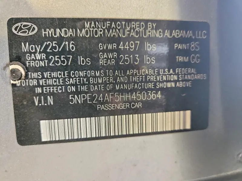 2017 HYUNDAI SONATA SE  