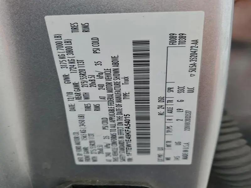 2019 FORD F150 SUPERCREW  