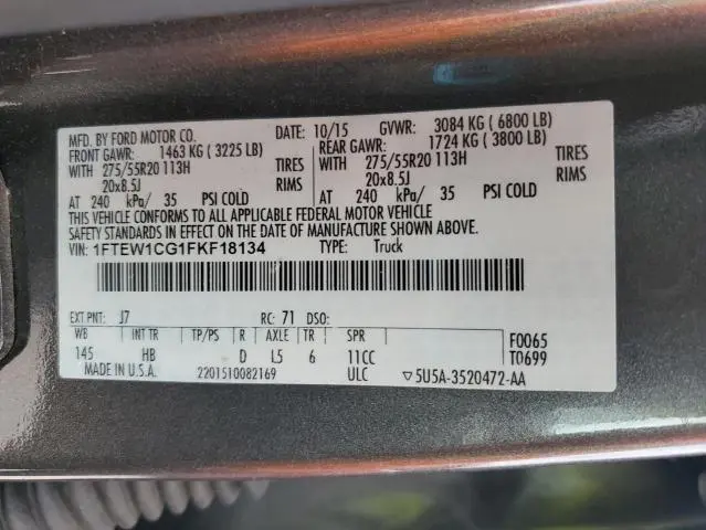 2015 FORD F150 SUPERCREW  