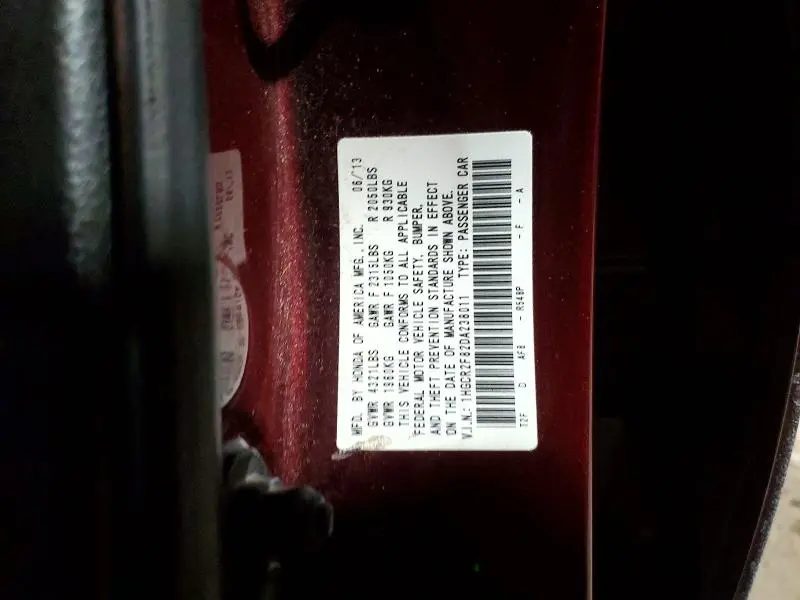 2013 HONDA ACCORD EXL  