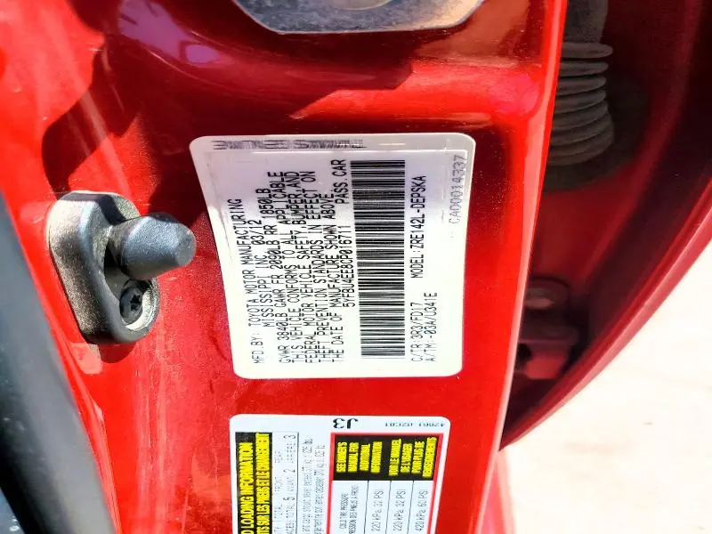 2012 TOYOTA COROLLA S  